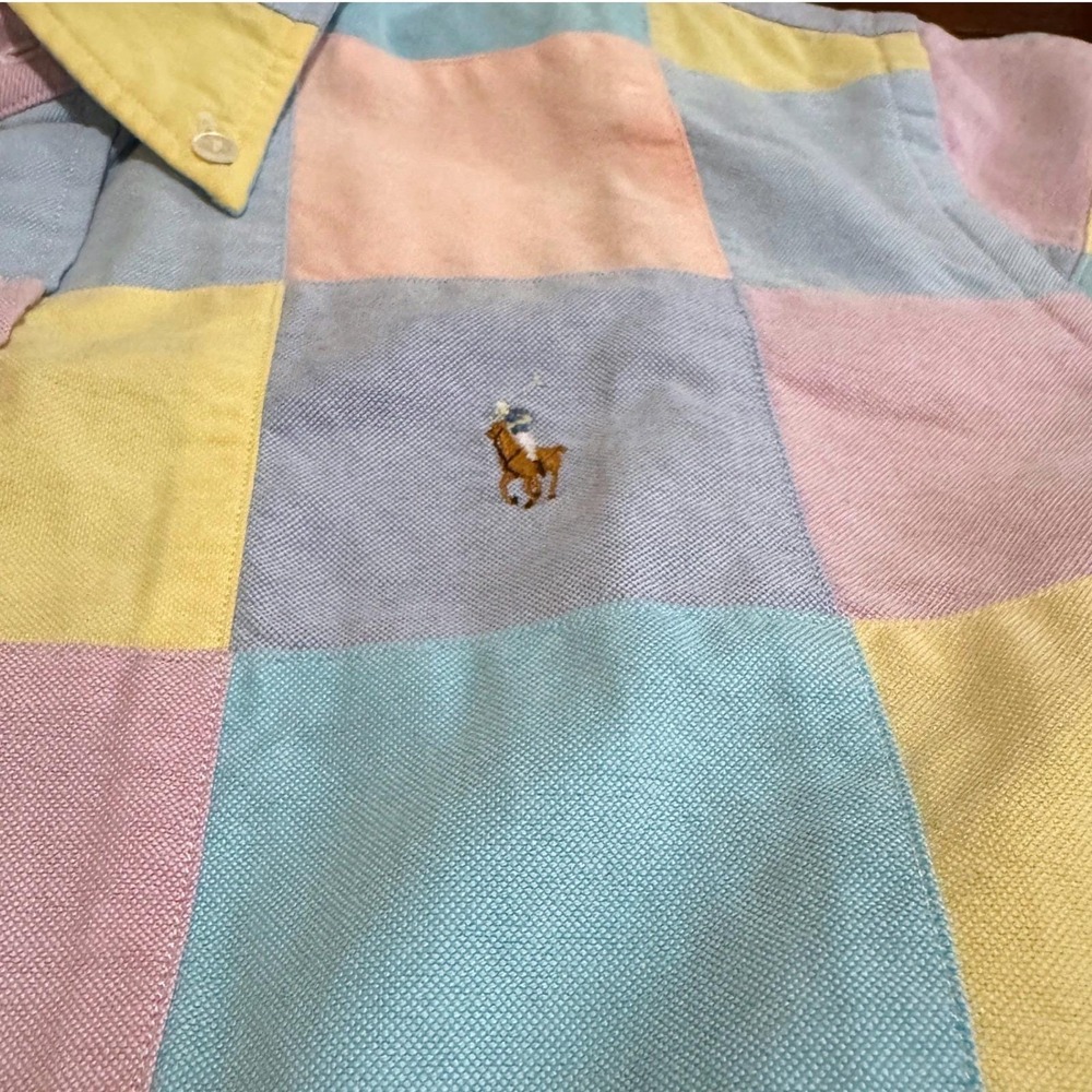 Vintage Ralph Lauren Navy Tag Pastel Patchwork Btn Down Old Money Tailored Sz 6 - Picture 3 of 8